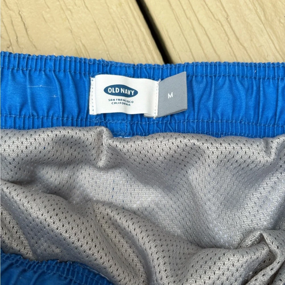 OLD NAVY Blue & White Striped Swim Shorts, Size: M